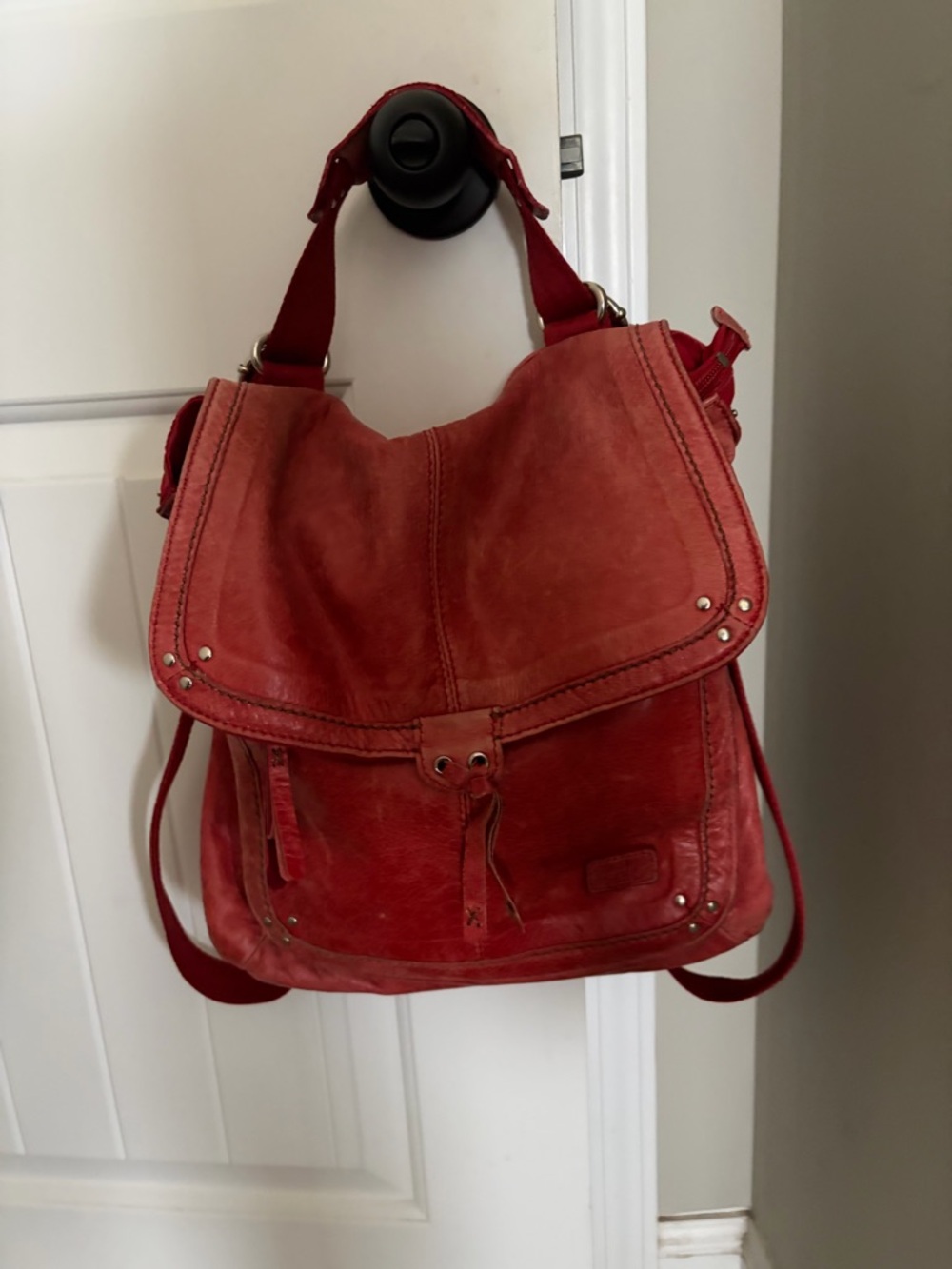 The Sak Vintage Red Leather Convertible Backpack